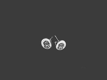 Hand Engraved Sterling Silver Phanatic Stud Earrings - Pretty Weird