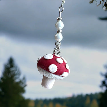 Glitter Mushroom Dangle Earring with glass beads - Pretty Weird