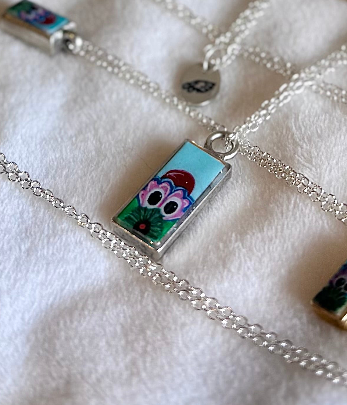 Original Hand-Painted Peeking Phanatic Pretty Weird Necklace