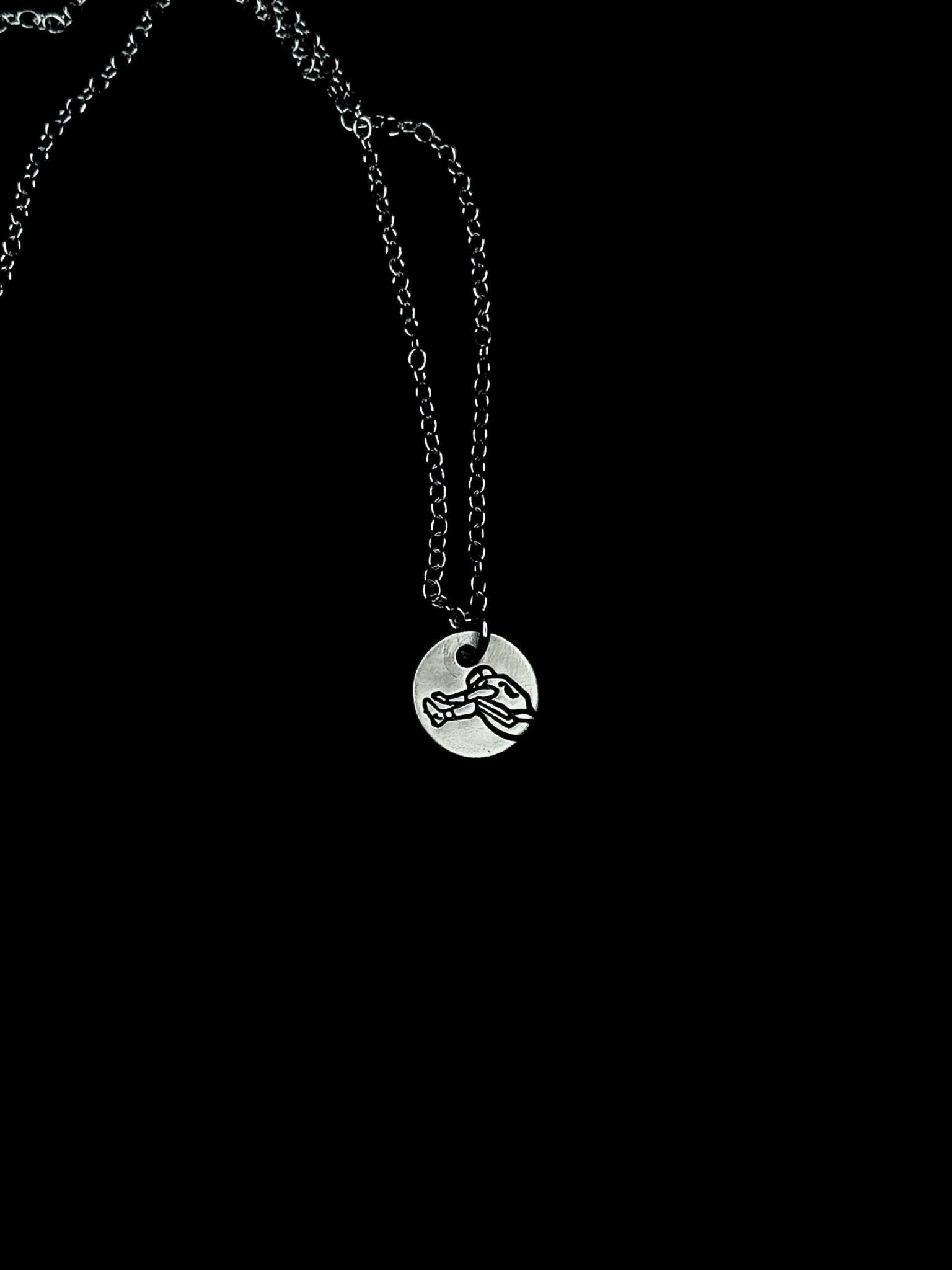 Sterling Silver Saquon Hurdle Pendant Necklace – 10mm Hand Engraved Pretty Weird