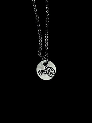 Sterling Silver Saquon Hurdle Pendant Necklace – 10mm Hand Engraved Pretty Weird