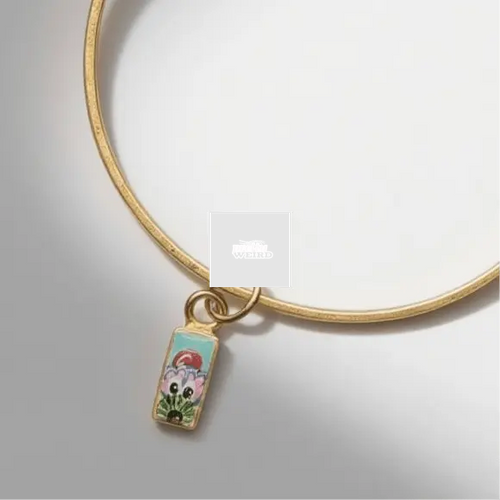 14K Gold Filled Sterling Silver Hand-Soldered Peeking Phanatic Charm Bangle Pretty Weird