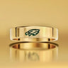 14K Gold-Filled Sterling Silver with Hunter Green Enamel - 4mm Flat Band Eagles Logo Ring Pretty Weird