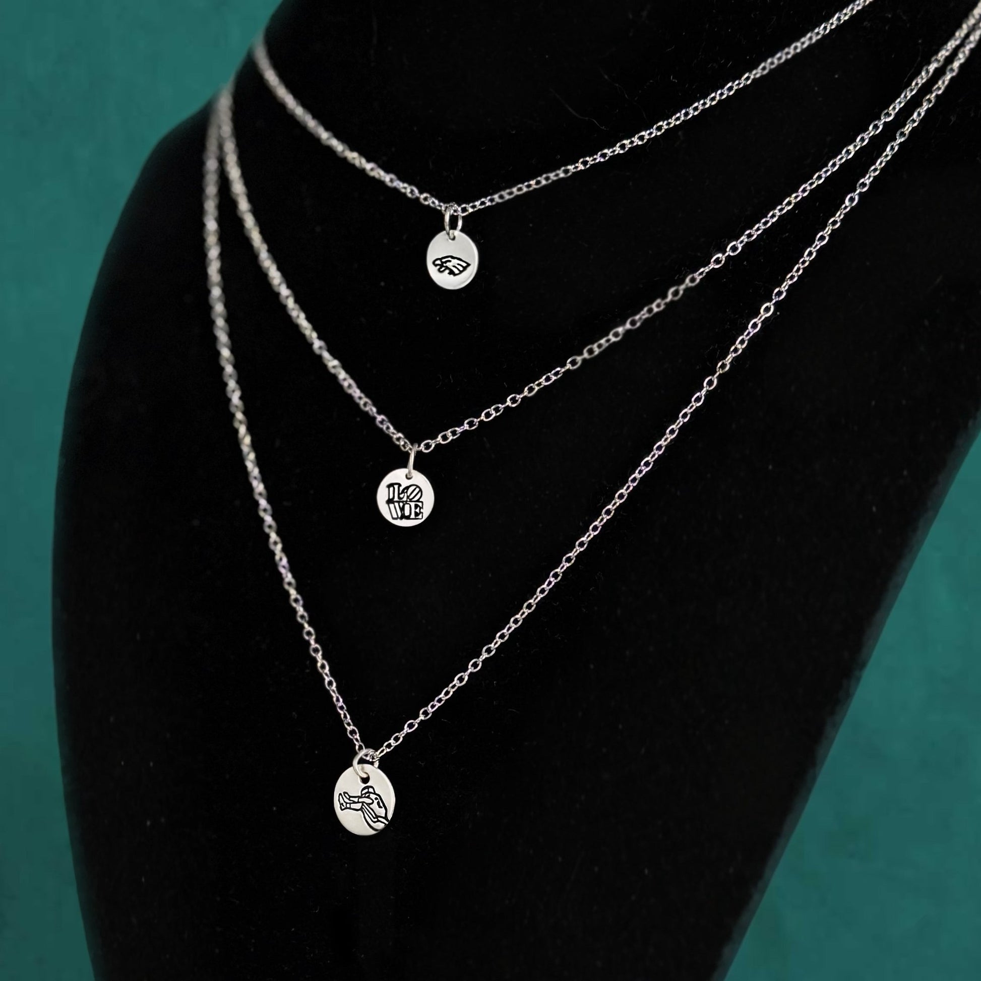 Sterling Silver LOVE Pendant Necklace – 8mm Hand Engraved Pretty Weird