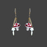 Glitter Mushroom Dangle Earring with precious stone shell stars - Pretty Weird