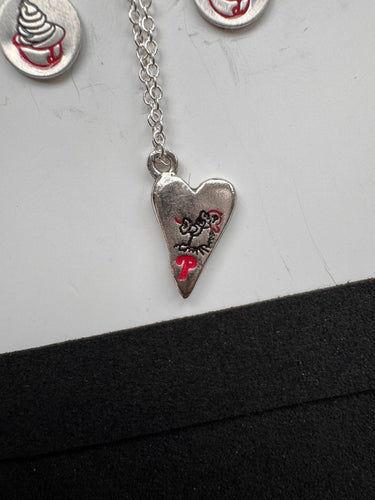 Red October Phillies Phanatic Engraved Necklace and Earrings Set Pretty Weird