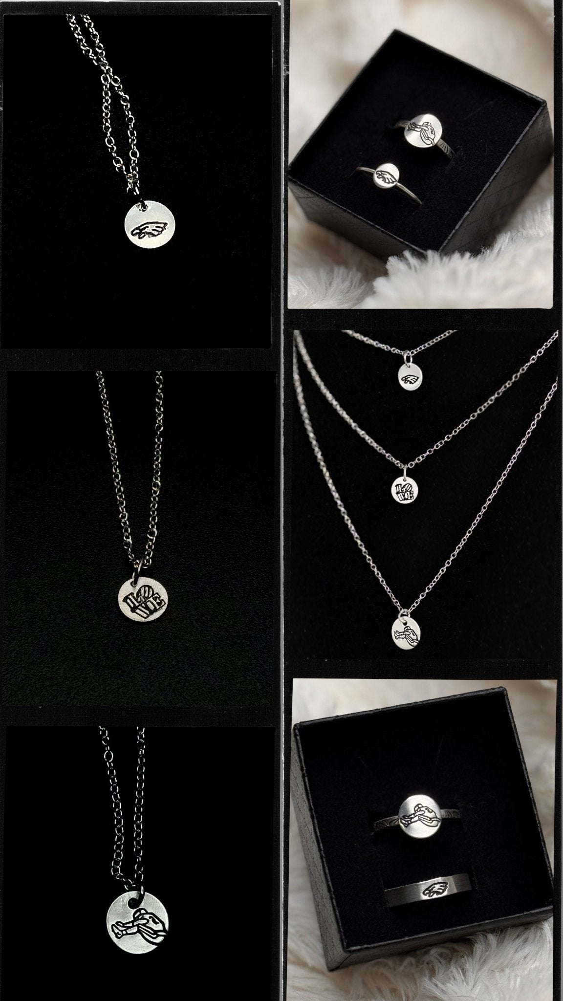 Sterling Silver LOVE Pendant Necklace – 8mm Hand Engraved Pretty Weird