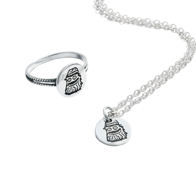 Gritty Sterling Silver Ring and Necklace Bundle | Hand Soldered Triband Ring and Engraved Necklace Pretty Weird