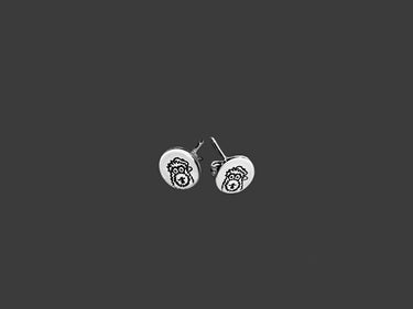 Hand Engraved Sterling Silver Phanatic Stud Earrings - Pretty Weird