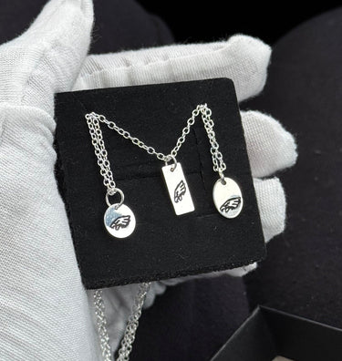 Sterling Silver Eagles Pendant Necklace – 8mm Hand Engraved Pretty Weird