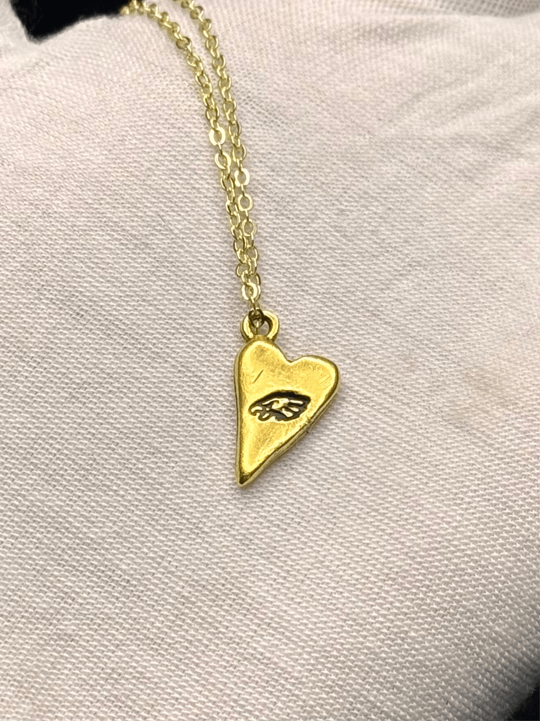 Antique Gold Eagles Heart Necklace