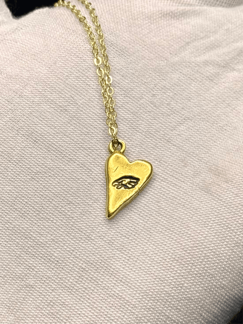 Antique Gold Eagles Heart Necklace
