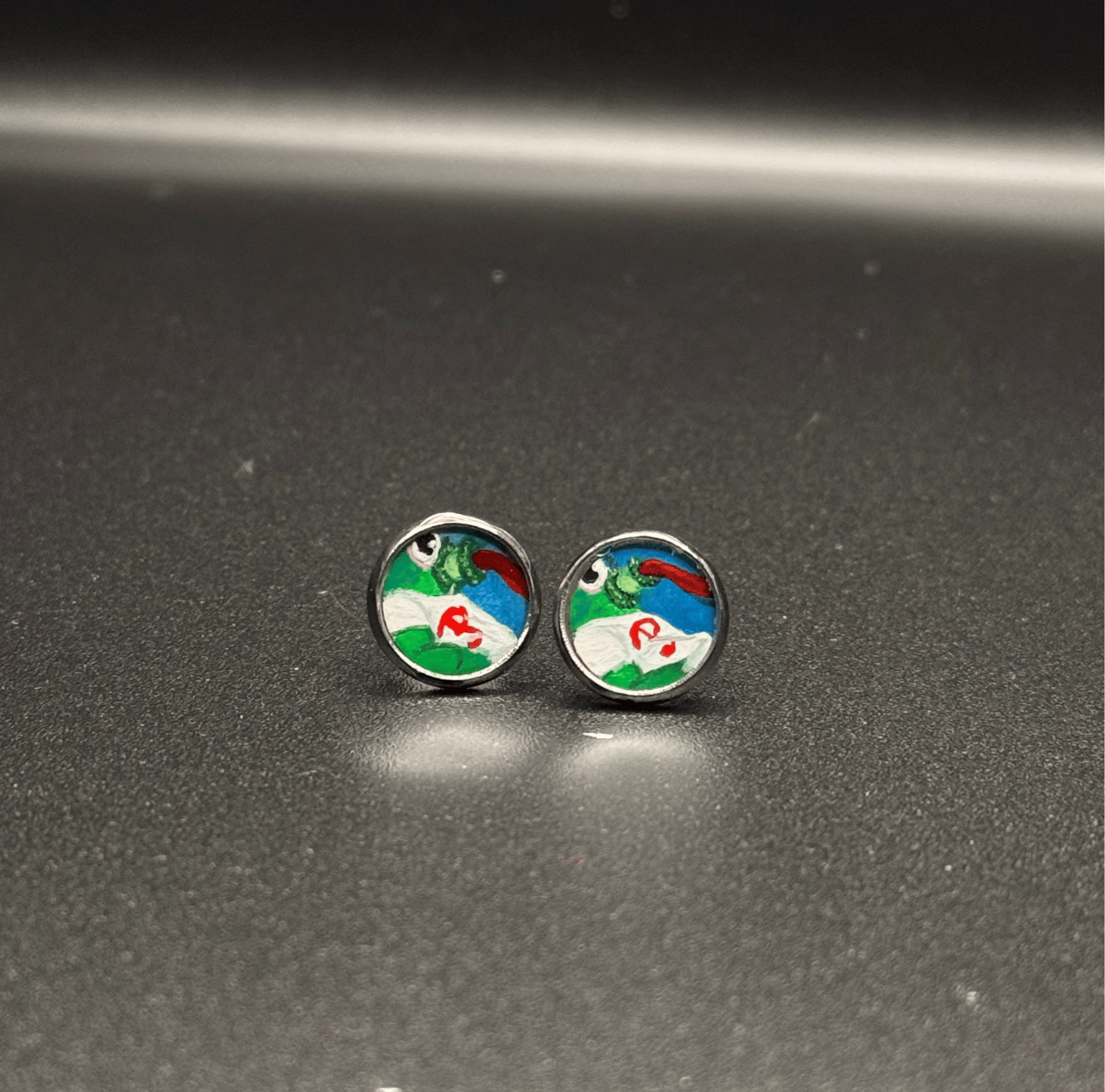 Silly Phanatic Tongue-Out Hand-Painted Stud Earrings – 10mm Stainless Steel