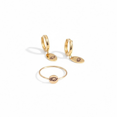 Eagles Jewelry Set – 14K Gold Filled Hoop Earrings & Custom Ring | Hand Engraved Philadelphia Eagles Gift Pretty Weird