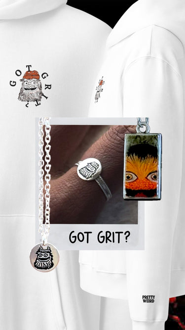 Gritty Sterling Silver Ring and Necklace Bundle | Hand Soldered Triband Ring and Engraved Necklace Pretty Weird