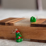Handmade green gummy bear earrings inspired by the Phillie Phanatic, lightweight and playful Philly-themed jewelry from Pretty Weird.