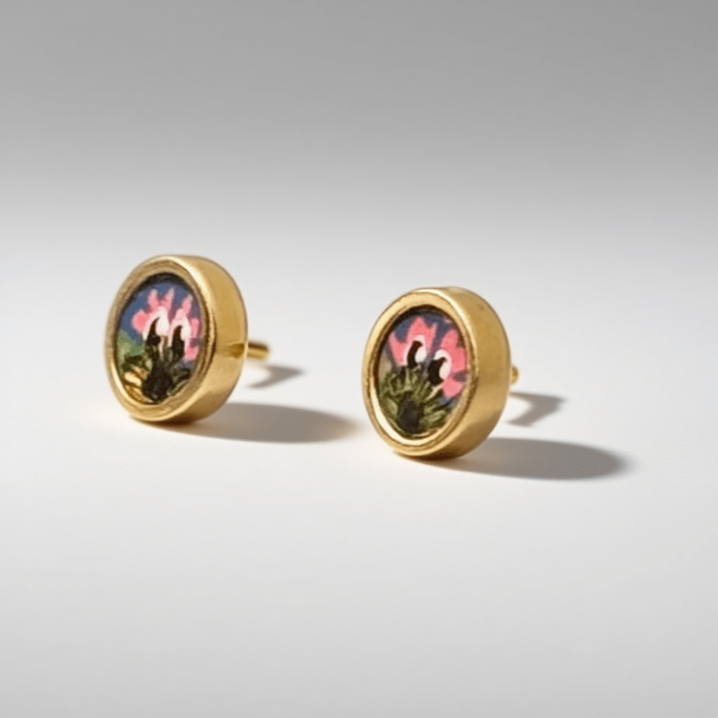 Hand-Painted Phanatic Stud Earrings – 6mm