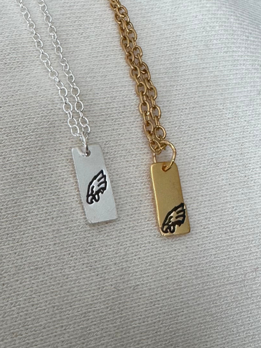 Engraved Eagles Necklace | Rectangle 14K Gold Filled Sterling Silver Necklace