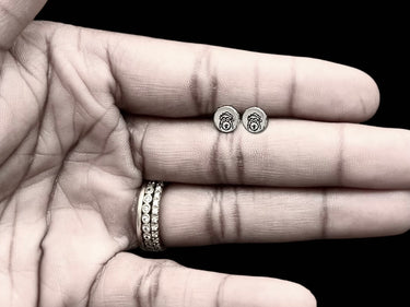 Hand Engraved Sterling Silver Phanatic Stud Earrings - Pretty Weird