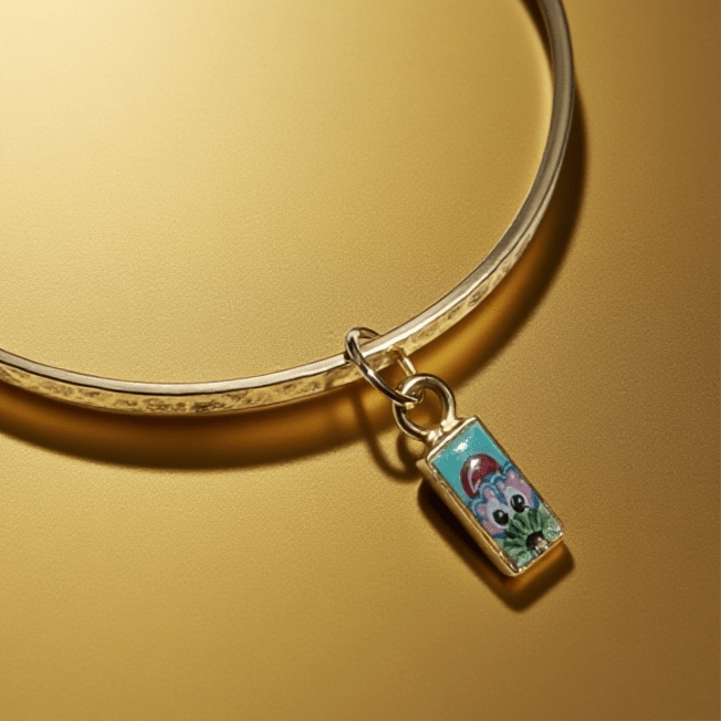 14K Gold Filled Sterling Silver Hand-Soldered Phillies Phanatic Charm Bangle Pretty Weird