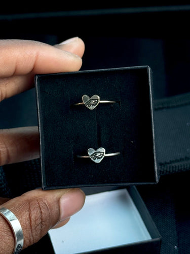 Heart Shaped Eagles Ring | Hand Soldered and Engraved Pretty Weird