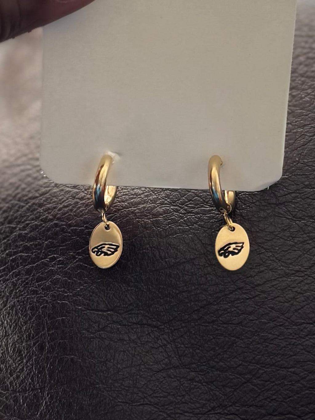 Eagles Jewelry Set – 14K Gold Filled Hoop Earrings & Custom Ring | Hand Engraved Philadelphia Eagles Gift Pretty Weird