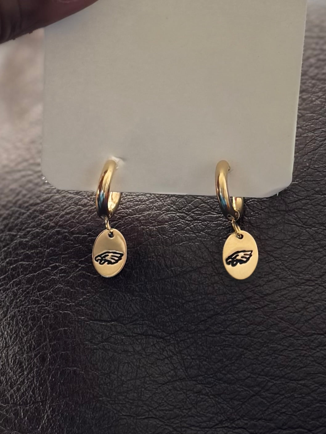 Eagles Jewelry Set – 14K Gold Filled Hoop Earrings & Custom Ring | Hand Engraved Philadelphia Eagles Gift Pretty Weird