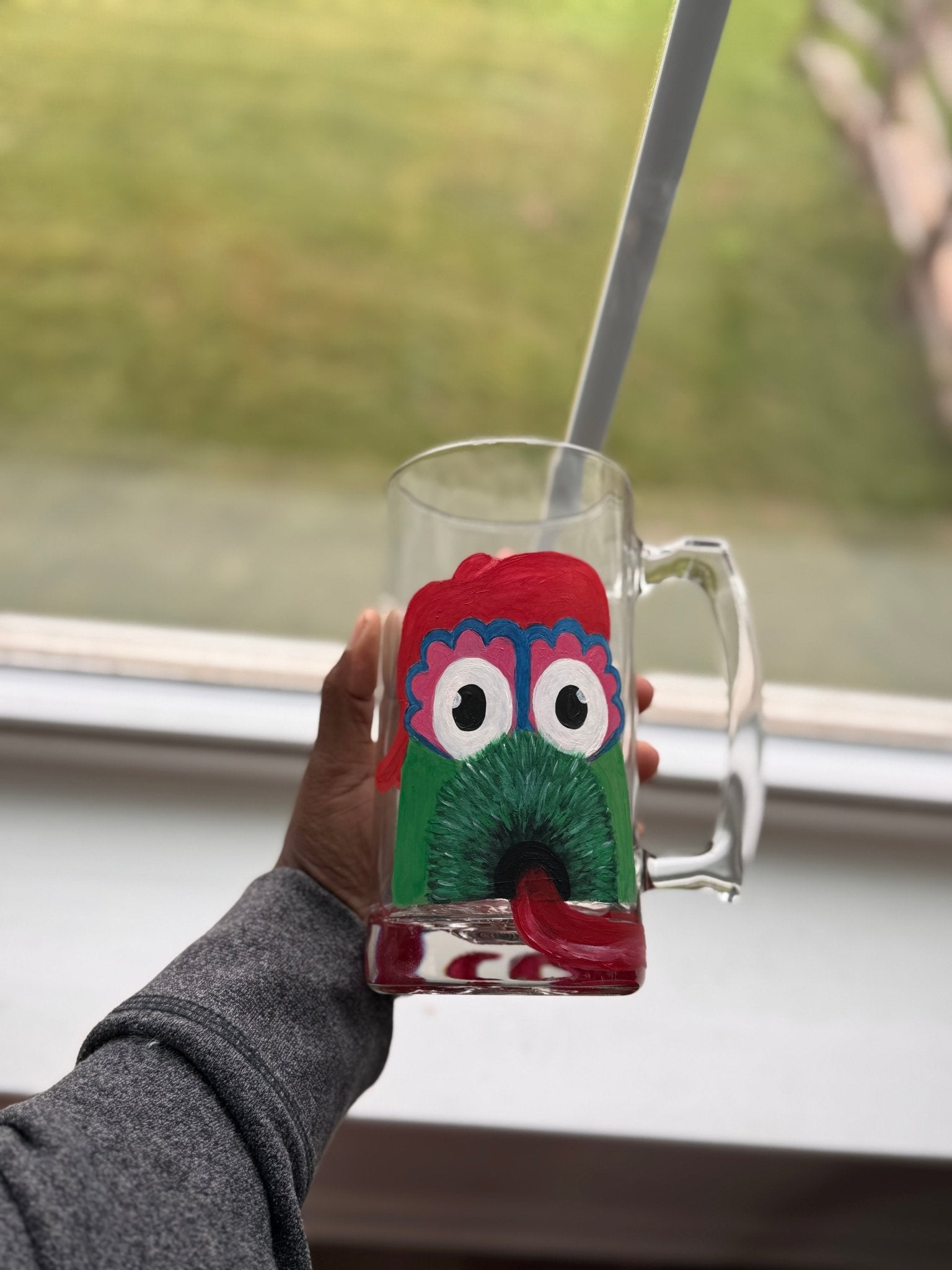 Hand-Painted Phillies Phanatic Beer Mug – 24 oz