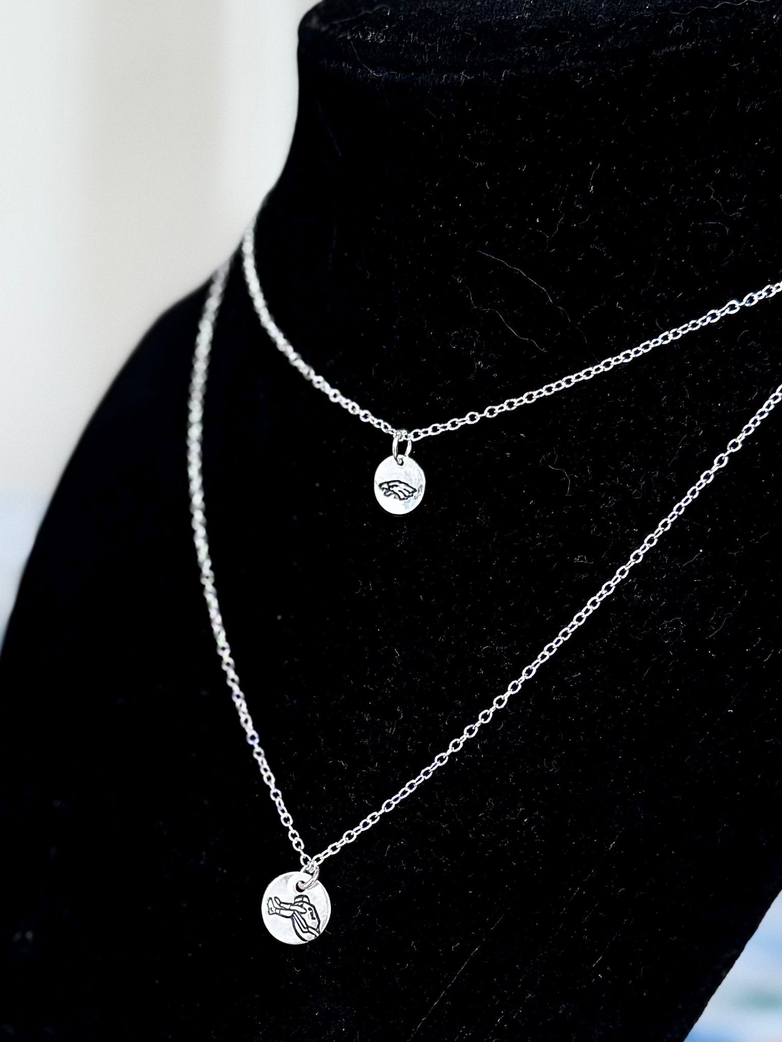 Sterling Silver Eagles Pendant Necklace – 8mm Hand Engraved Pretty Weird