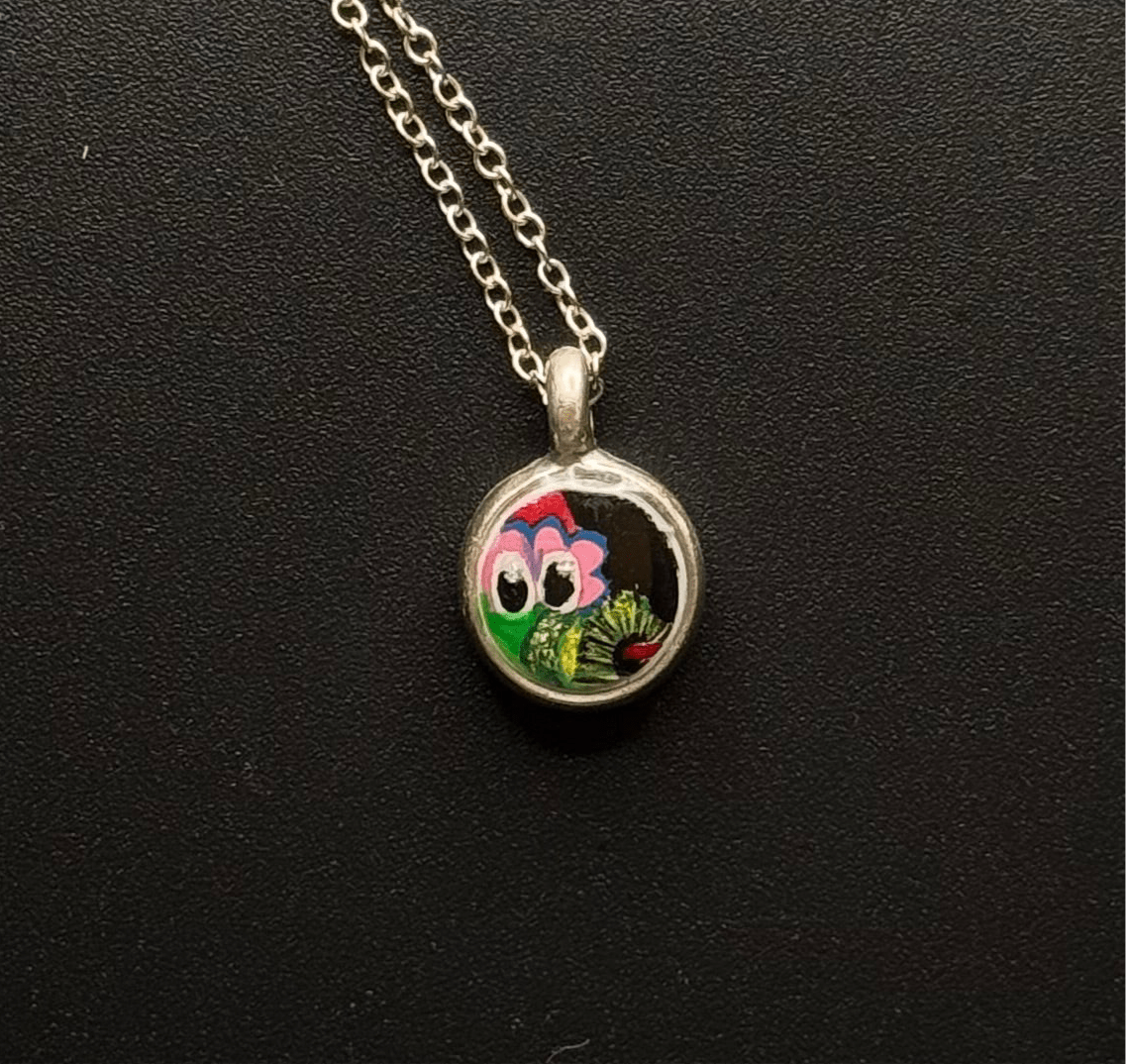 Tiny Round Hand-Painted Phanatic Necklace - Color Shift
