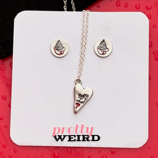 Red October Phillies Phanatic Engraved Necklace and Earrings Set Pretty Weird