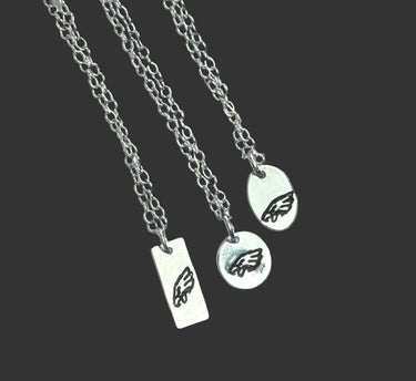 Sterling Silver Eagles Pendant Necklace – 8mm Hand Engraved Pretty Weird