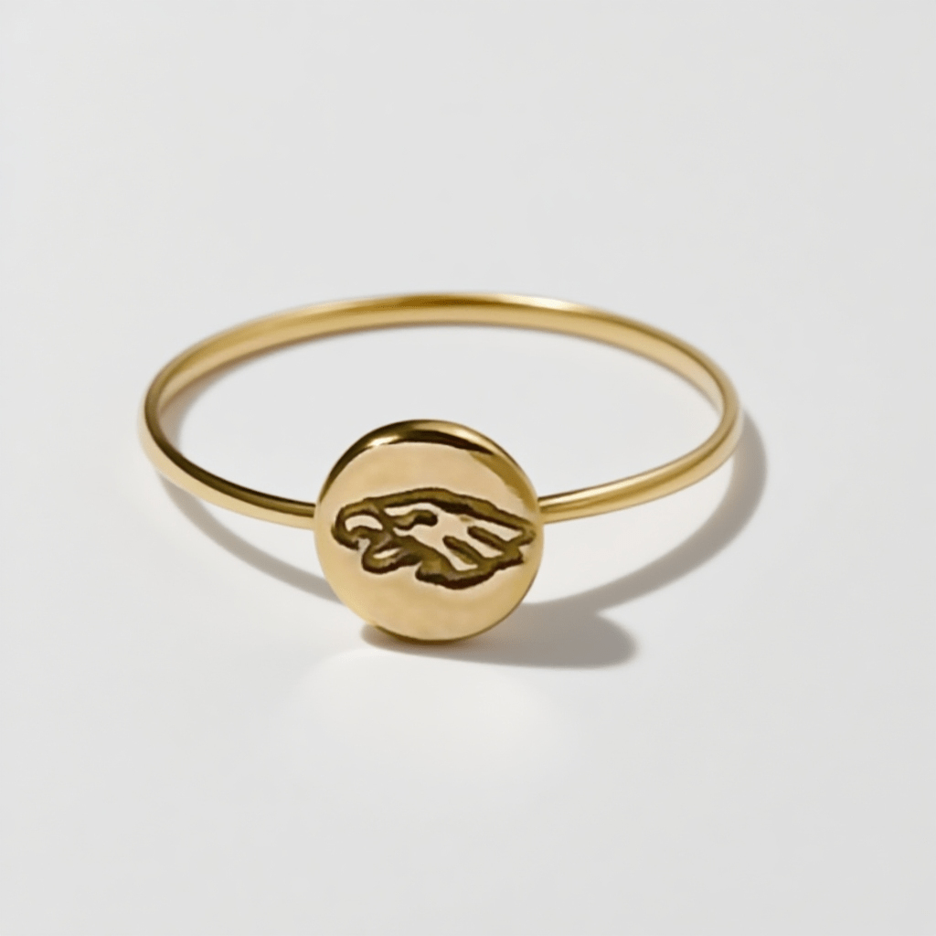 Gold Eagles Pendant Ring – 6mm Circle with Engraved Philadelphia Eagles Logo