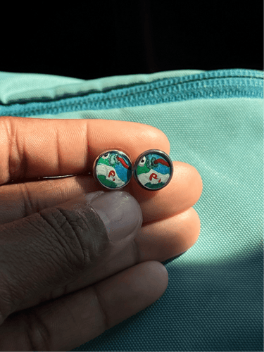 Silly Phanatic Tongue-Out Hand-Painted Stud Earrings – 10mm Stainless Steel Pretty Weird