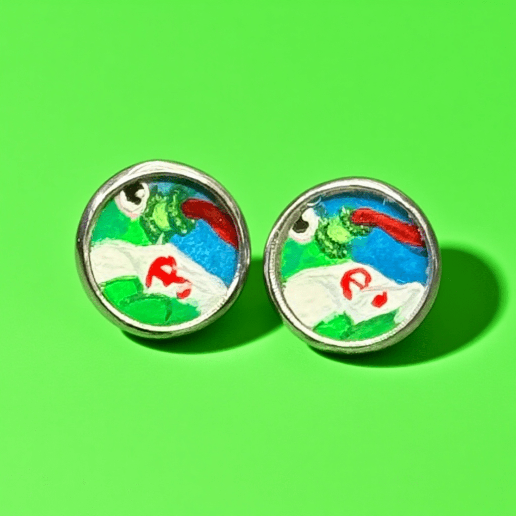 Silly Phanatic Tongue-Out Hand-Painted Stud Earrings – 10mm Stainless Steel