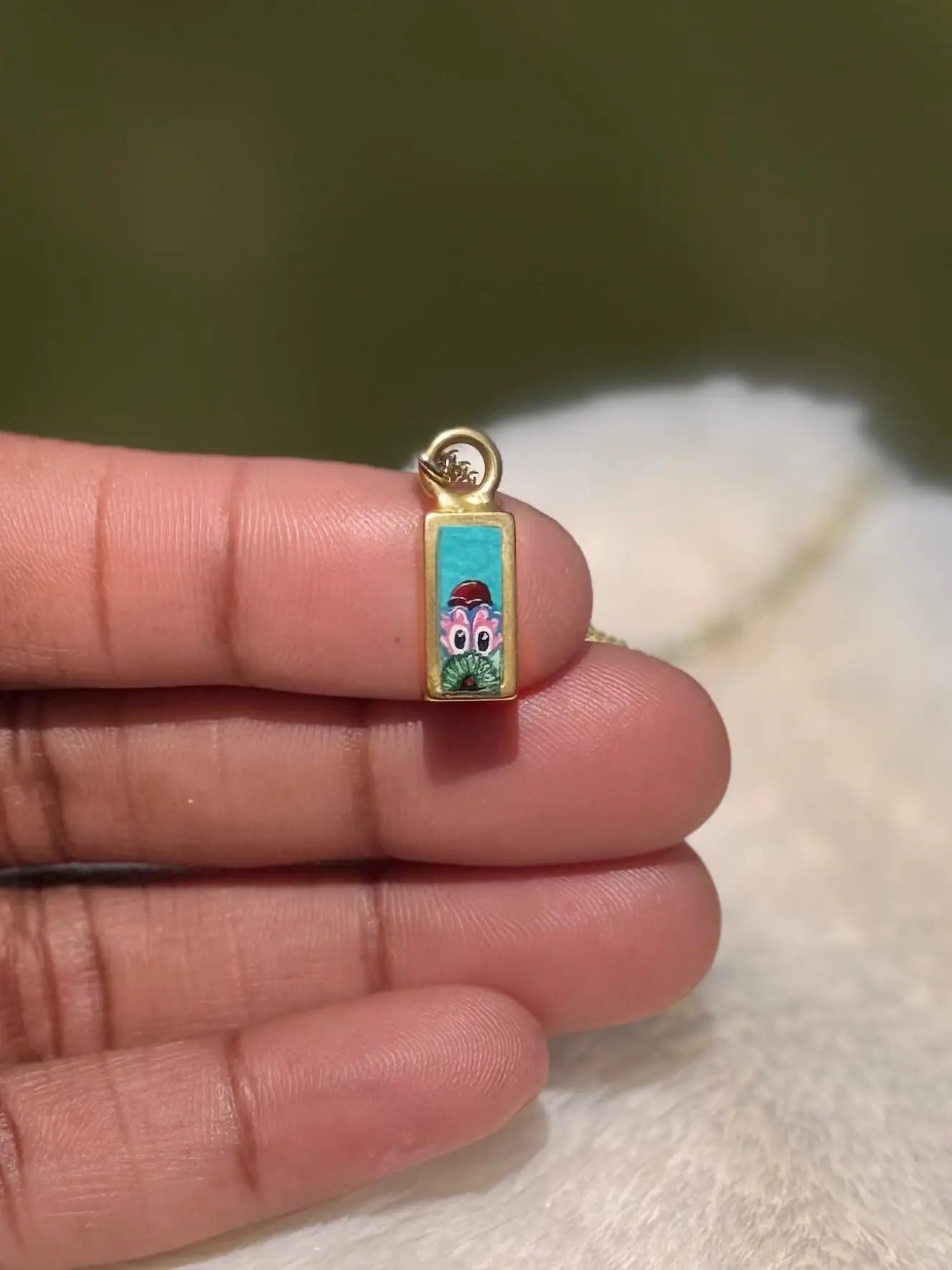 Baby Peeking Phanatic | Hand-Painted Pendant Necklace Pretty Weird