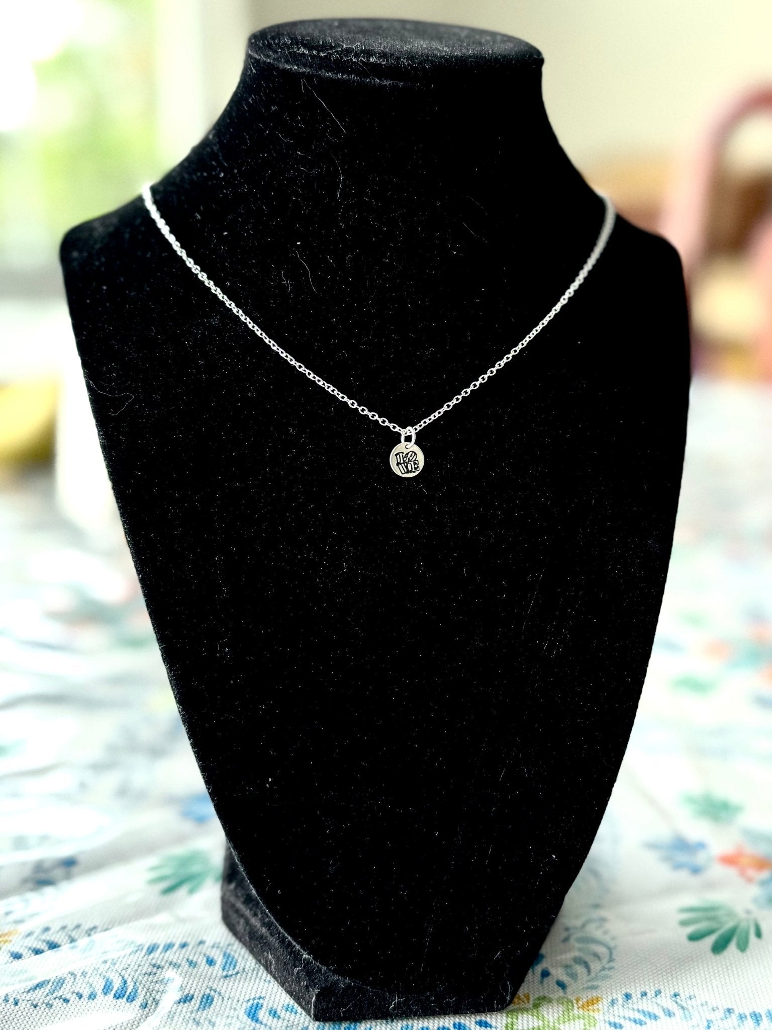 Sterling Silver LOVE Pendant Necklace – 8mm Hand Engraved Pretty Weird