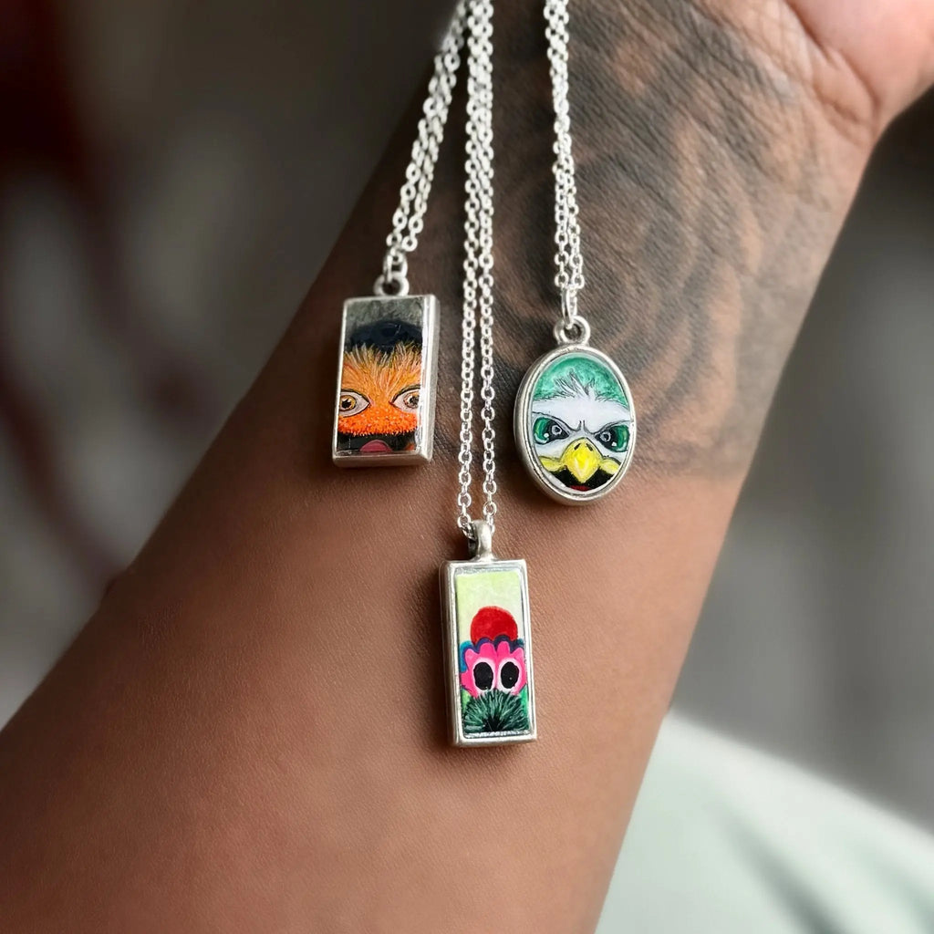 Custom Mascot Pendant Necklace | Hand Painted Pretty Weird