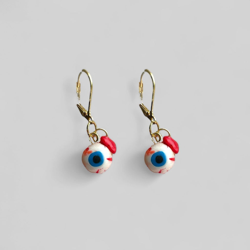 Tiny Heart Eyeball Dangle Earrings - Pretty Weird