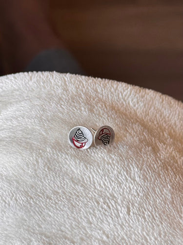 Phillies Ice Cream Helmet 10mm Hand Soldered Engraved Studs | Red October Pretty Weird