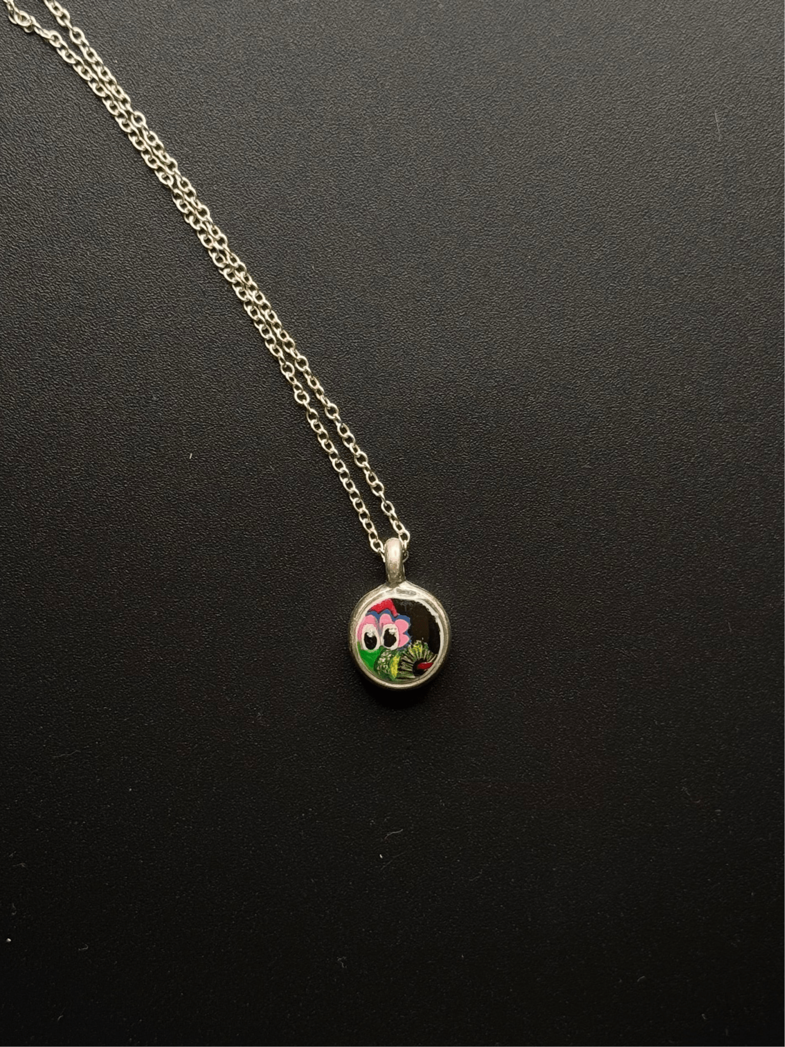 Tiny Round Hand-Painted Phanatic Necklace - Color Shift
