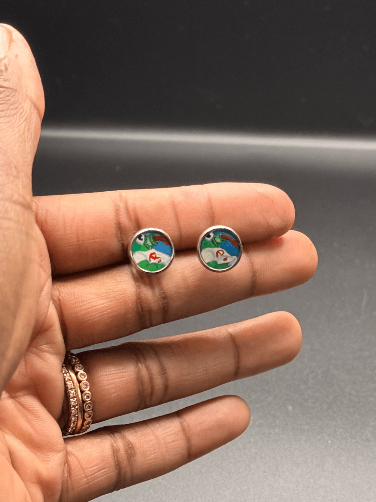 Silly Phanatic Tongue-Out Hand-Painted Stud Earrings – 10mm Stainless Steel