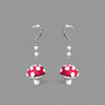Glitter Mushroom Dangle Earring with glass beads - Pretty Weird