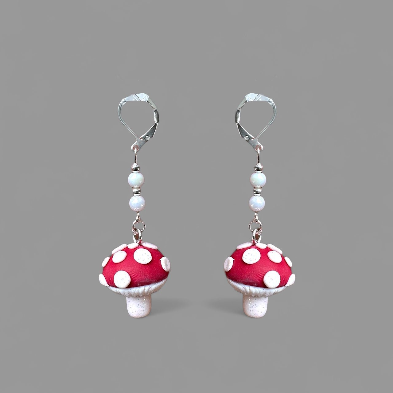 Glitter Mushroom Dangle Earring with glass beads - Pretty Weird