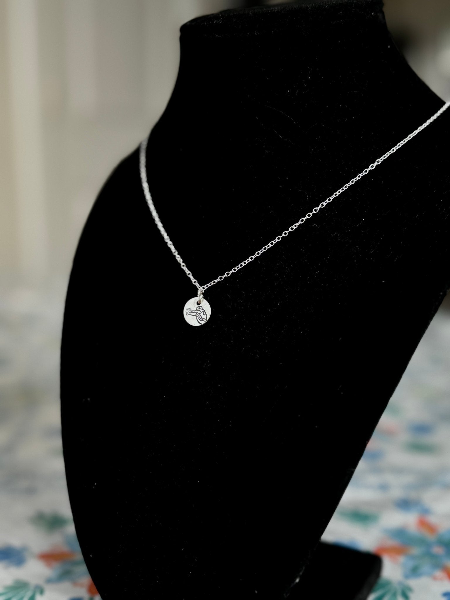 Sterling Silver Saquon Hurdle Pendant Necklace – 10mm Hand Engraved Pretty Weird