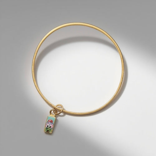 14K Gold Plated Sterling Silver Hand-Soldered Peeking Phanatic Charm Bangle