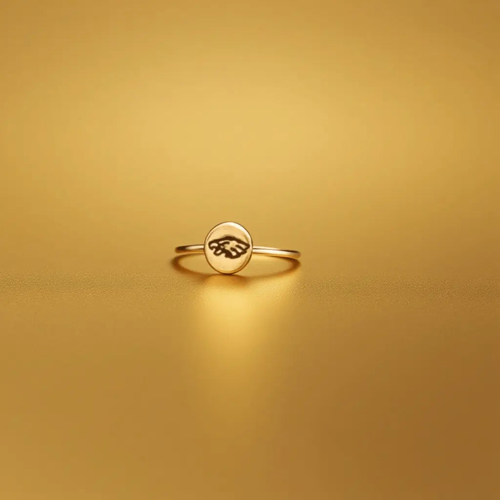 Gold Eagles Pendant Ring – 6mm Circle with Engraved Philadelphia Eagles Logo Pretty Weird