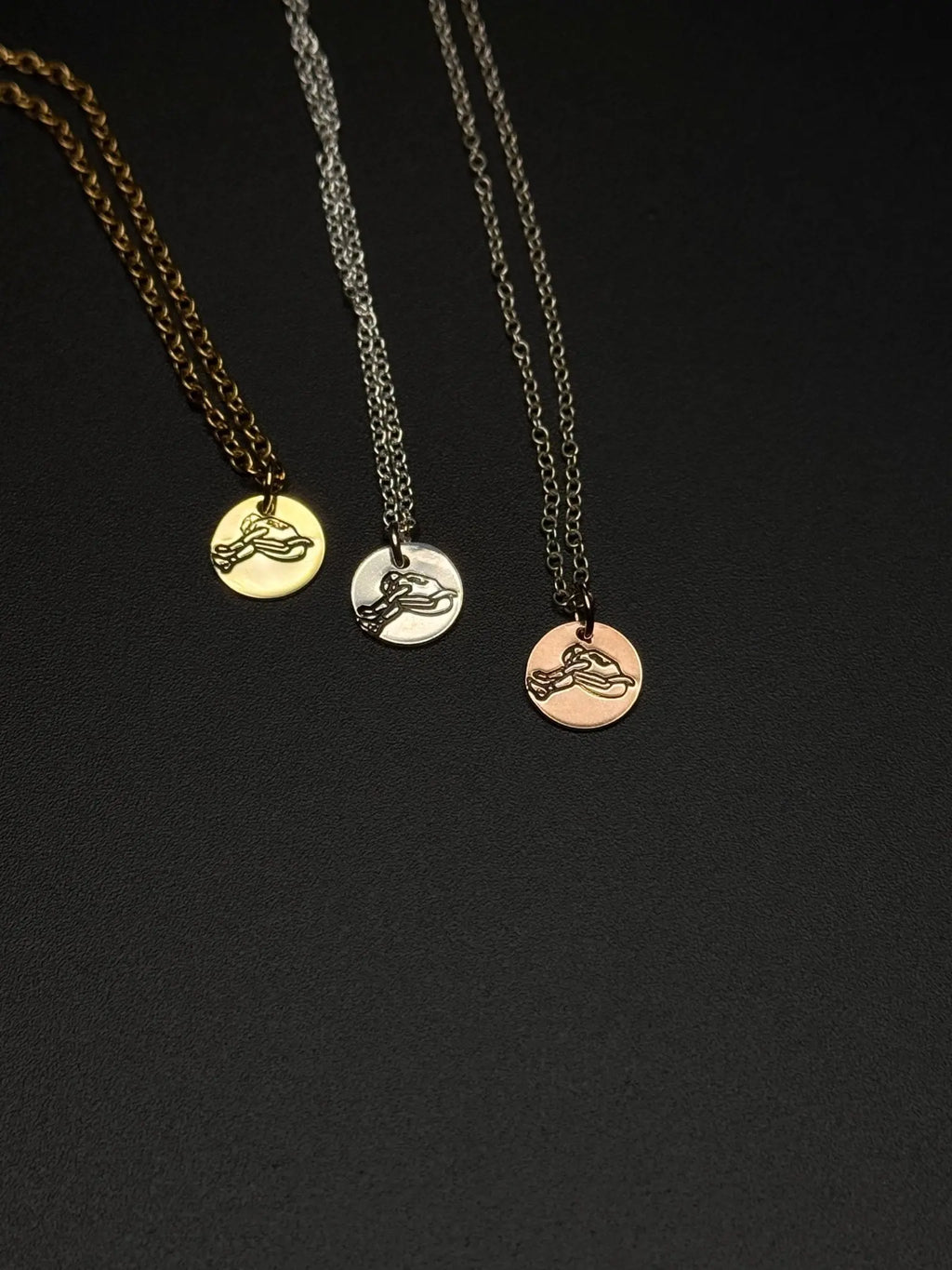 Gold & Rose Gold Saquon Backwards Hurdle Necklaces Pretty Weird
