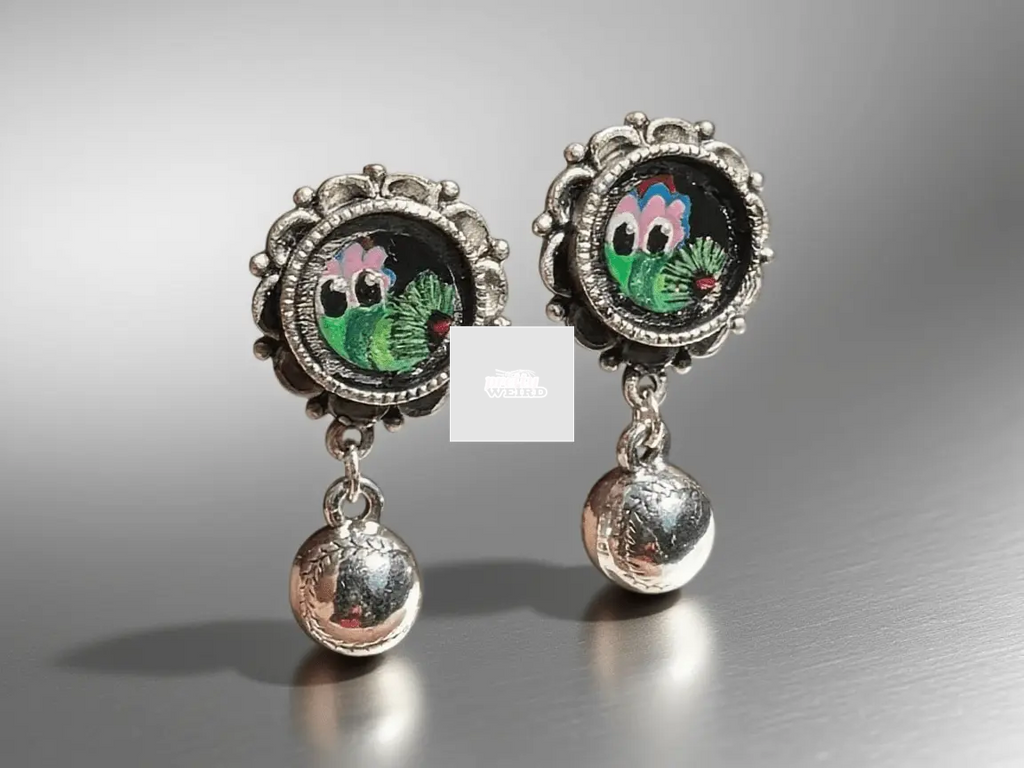Hand-Painted Phanatic Baseball Charm Earrings – 10mm Antique Silver Pretty Weird