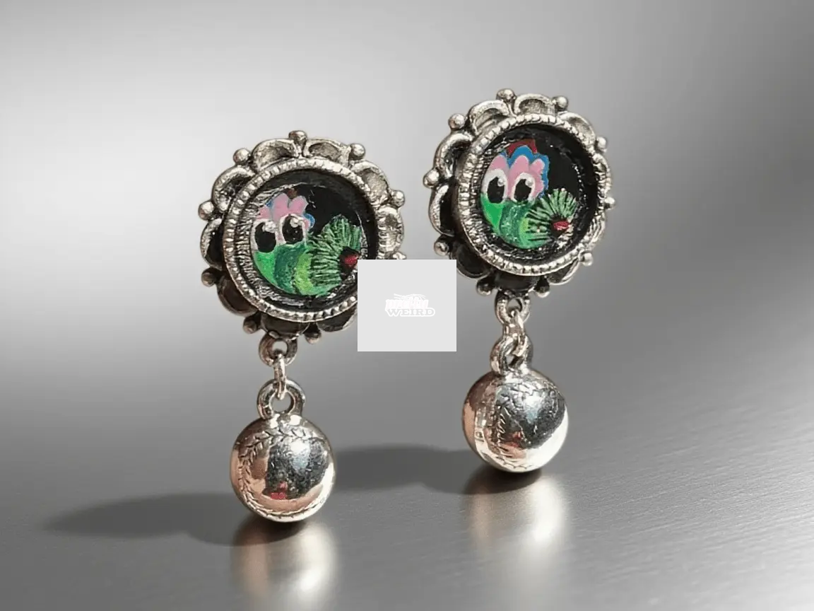 Hand-Painted Phanatic Baseball Charm Earrings – 10mm Antique Silver Pretty Weird